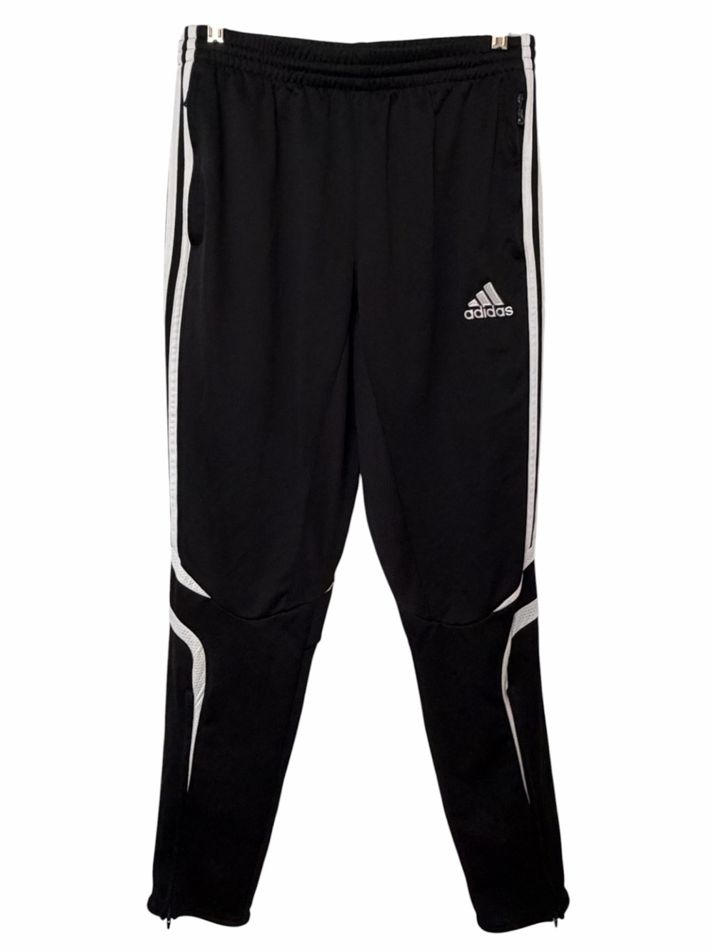 Adidas Clima365 Training Pants Mens L Black 3 Stripe Jogger 683664 Zip Leg Sport